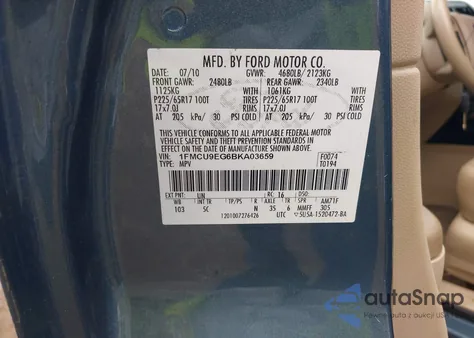 2011 Ford Escape Limited из США, поврежденный, VIN 1FMCU9EG6BKA03659